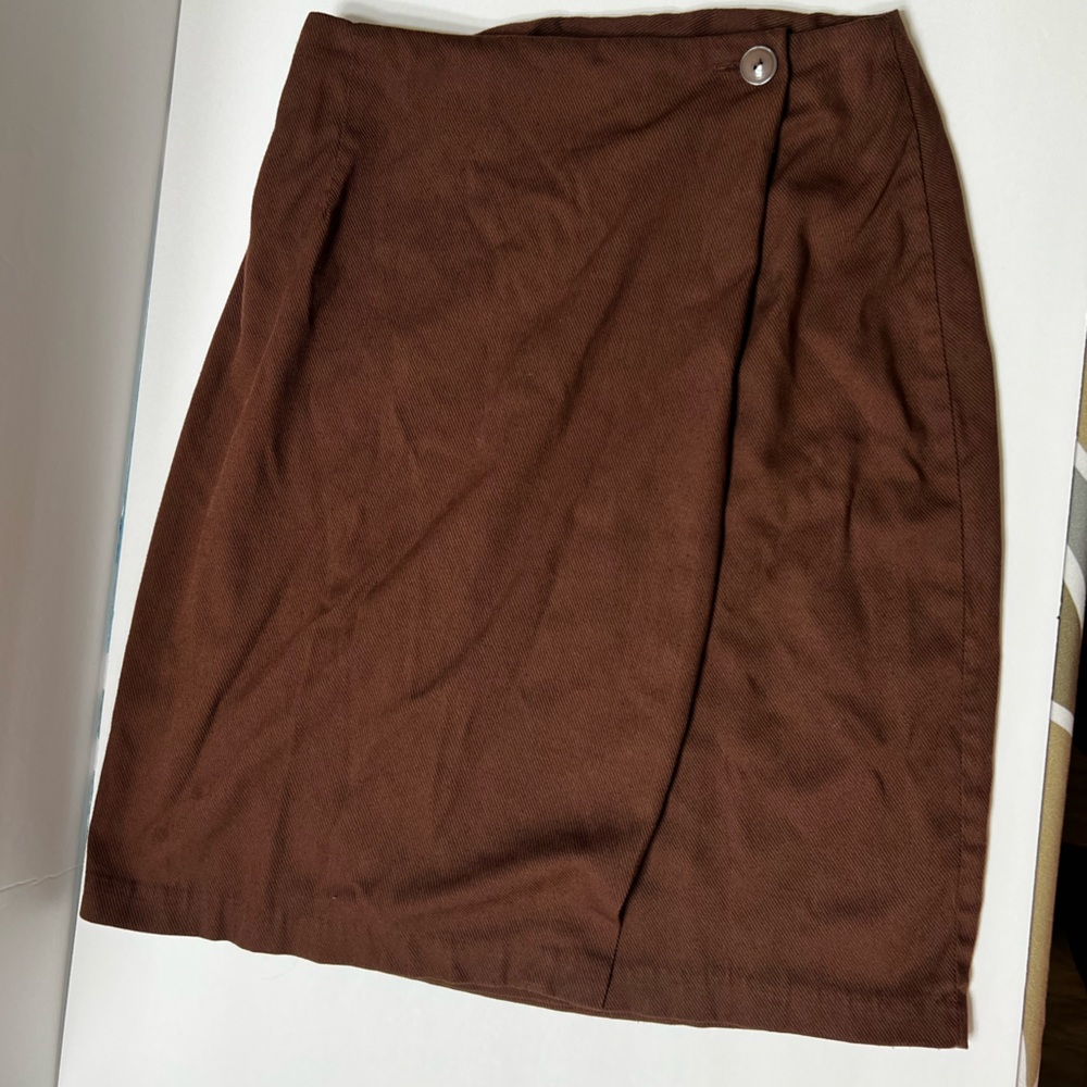 Tracy evens brown button wrap skirt vintage